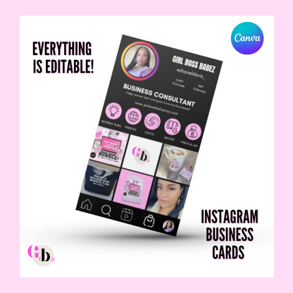 Instagram Profile Business Cards Canva Template