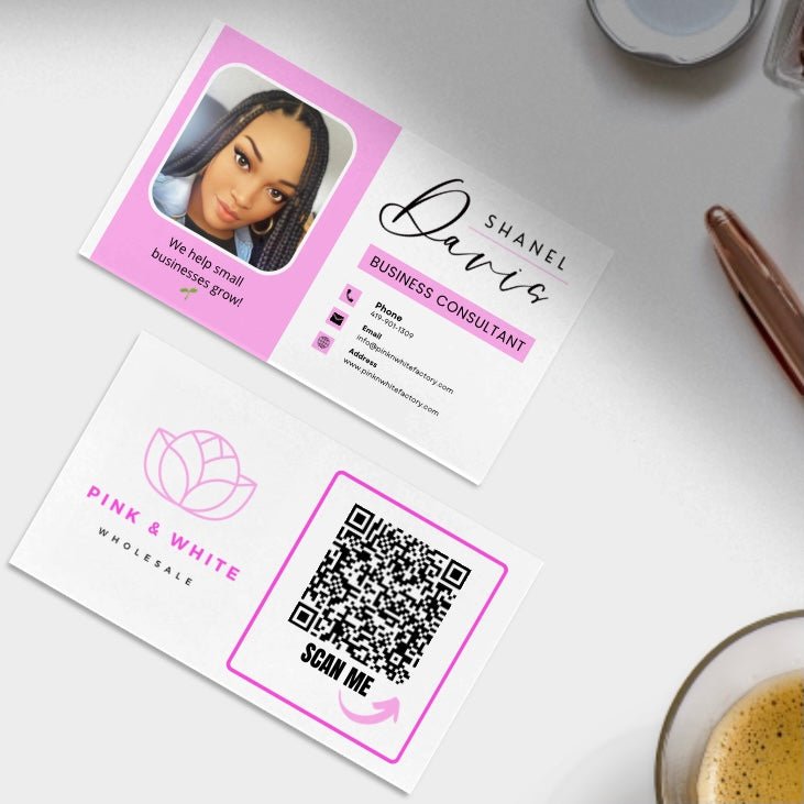Editable Business Card Template - Pink N White Factory